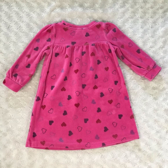 OshKosh B’Gosh Pink Dress Heart Print Velour 18M - Picture 5 of 6